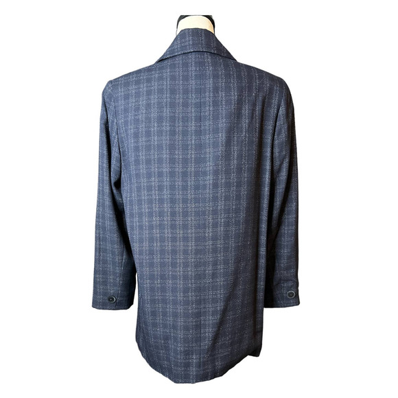 Vintage Alex de Bolzan Double Breasted  Overcoat in Gray w/Purple Plaid Size 4 - Picture 3 of 5